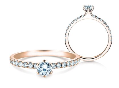 Engagement ring Classic Pavé in 14K rosé gold with diamonds 0.50ct G/SI