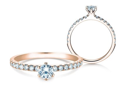 Engagement ring Classic Pavé in 9K rosé gold with diamonds 0.50ct G/SI