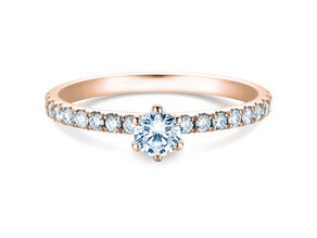 Engagement ring Classic Pavé in 9K rosé gold with diamonds 0.50ct G/SI