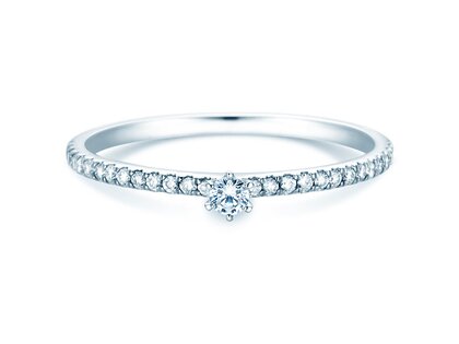 Engagement ring Classic Pavé in 14K white gold with diamonds 0.20ct G/SI