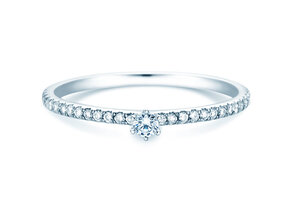 Engagement ring Classic Pavé in 14K white gold with diamonds 0.20ct G/SI