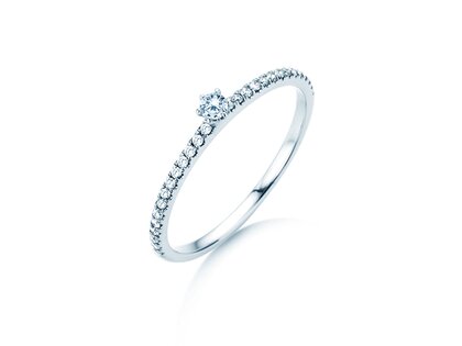 Engagement ring Classic Pavé in 14K white gold with diamonds 0.20ct G/SI