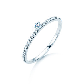 Engagement ring Classic Pavé in 14K white gold with diamonds 0.20ct G/SI