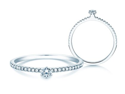Engagement ring Classic Pavé in 18K white gold with diamonds 0.30ct G/SI