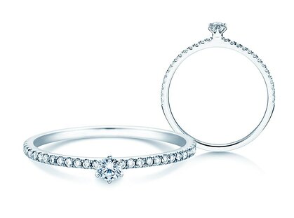 Engagement ring Classic Pavé in 14K white gold with diamonds 0.30ct G/SI