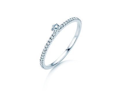 Engagement ring Classic Pavé in 18K white gold with diamonds 0.30ct G/SI