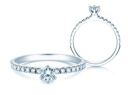Engagement ring Classic Pavé in platinum 950/- with diamonds 0.40ct G/SI