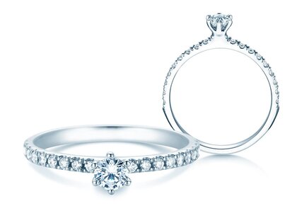 Engagement ring Classic Pavé in 18K white gold with diamonds 0.40ct G/SI