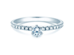 Engagement ring Classic Pavé in 18K white gold with diamonds 0.40ct G/SI
