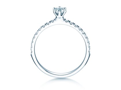 Engagement ring Classic Pavé in 18K white gold with diamonds 0.40ct G/SI