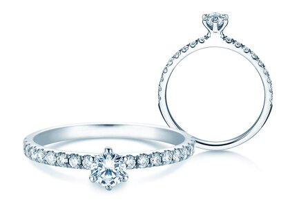 Engagement ring Classic Pavé in 14K white gold with lab-grown diamonds 0.50ct E/VS