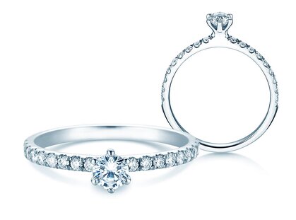 Engagement ring Classic Pavé in 14K white gold with diamonds 0.50ct G/SI