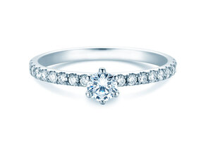 Engagement ring Classic Pavé in 14K white gold with lab-grown diamonds 0.50ct E/VS