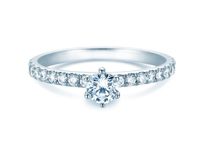 Engagement ring Classic Pavé in 18K white gold with diamonds 0.60ct G/SI