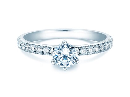 Engagement ring Classic Pavé in white gold