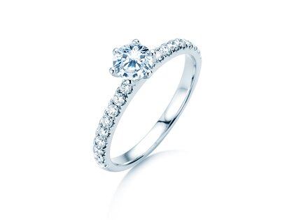 Engagement ring Classic Pavé in white gold