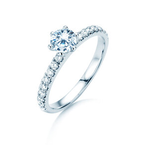 Engagement ring Classic Pavé in white gold
