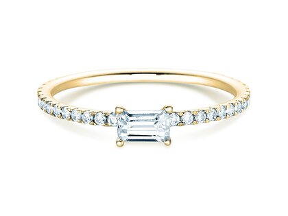 Engagement ring Emerald-Cut in 14K yellow gold with diamonds 0.46ct G/VS