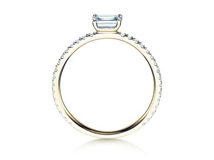 Engagement ring Emerald-Cut in 14K yellow gold with diamonds 0.46ct G/VS