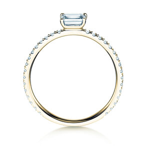 Engagement ring Emerald-Cut in 14K yellow gold with diamonds 0.46ct G/VS