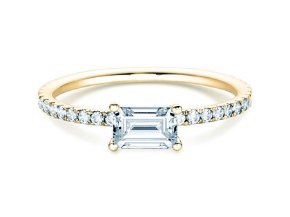 Engagement ring Emerald-Cut in yellow gold