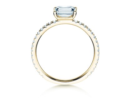 Engagement ring Emerald-Cut in yellow gold