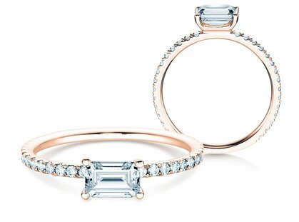 Engagement ring Emerald-Cut in rose gold
