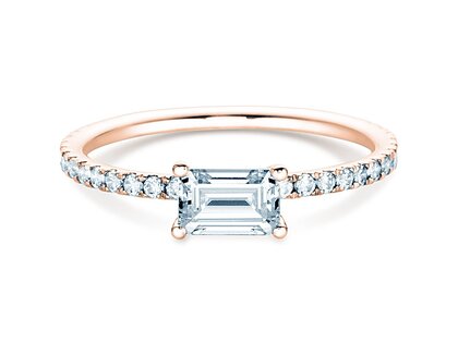 Engagement ring Emerald-Cut in rose gold