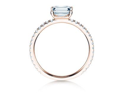 Engagement ring Emerald-Cut in rose gold