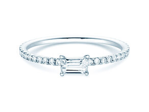 Engagement ring Emerald-Cut in 14K white gold with diamonds 0.46ct G/VS