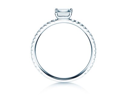 Engagement ring Emerald-Cut in 14K white gold with diamonds 0.46ct G/VS
