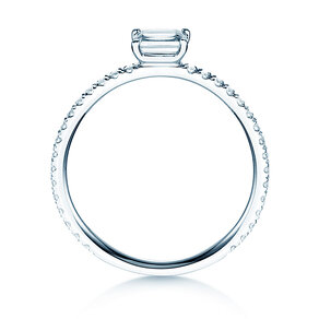 Engagement ring Emerald-Cut in 14K white gold with diamonds 0.46ct G/VS