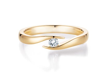 Engagement ring Twist in 14K yellow gold with diamond 0.20ct H/SI