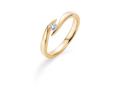 Engagement ring Twist in 14K yellow gold with diamond 0.20ct H/SI