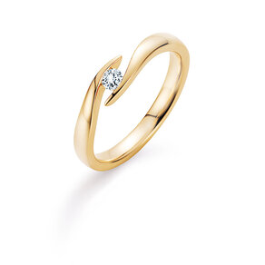 Engagement ring Twist in 14K yellow gold with diamond 0.20ct H/SI