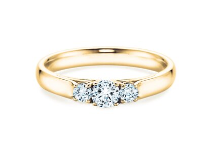 Engagement ring 3 Stones in 14K yellow gold with lab-grown diamonds 0.40ct E/VS