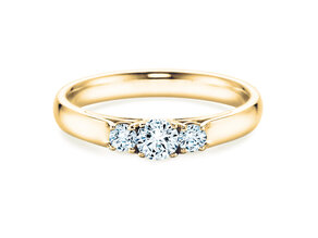 Engagement ring 3 Stones in 14K yellow gold with lab-grown diamonds 0.40ct E/VS