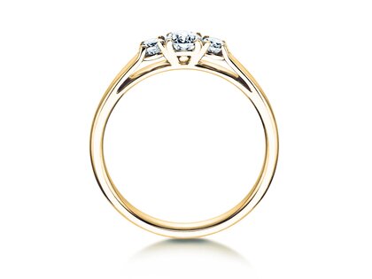 Engagement ring 3 Stones in 14K yellow gold with lab-grown diamonds 0.40ct E/VS