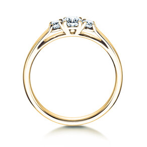 Engagement ring 3 Stones in 14K yellow gold with lab-grown diamonds 0.40ct E/VS