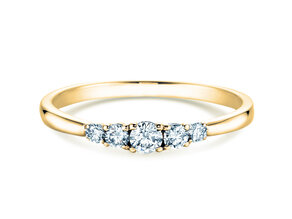 Engagement ring 5 Diamonds in 14K yellow gold with diamonds 0.15ct G/SI