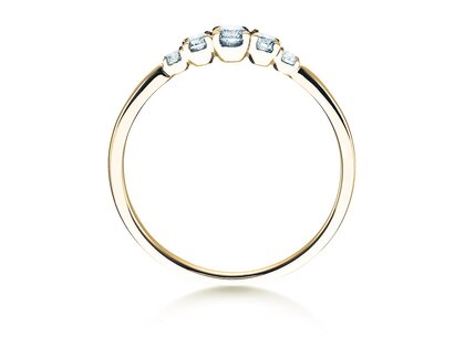 Engagement ring 5 Diamonds in 14K yellow gold with diamonds 0.15ct G/SI