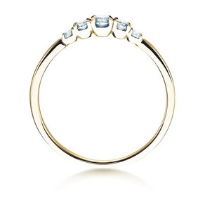 Engagement ring 5 Diamonds in 14K yellow gold with diamonds 0.15ct G/SI