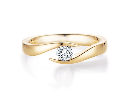 Engagement ring Twist in 9K yellow gold with diamond 0.30ct H/SI