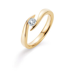 Engagement ring Twist in 9K yellow gold with diamond 0.30ct H/SI