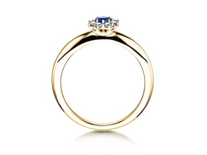 Engagement ring Lovely in 14K yellow gold with sapphire 0.33ct and diamonds 0.40ct