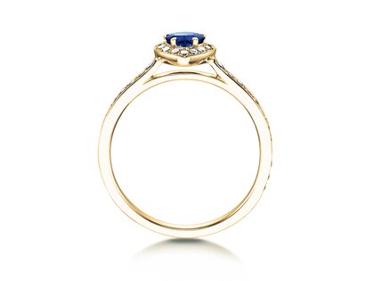 Engagement ring Heart Saphir in 14K yellow gold with sapphire 0.25ct and diamonds 0.34ct