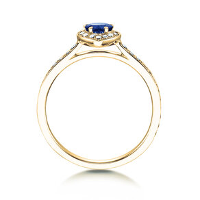 Engagement ring Heart Saphir in 14K yellow gold with sapphire 0.25ct and diamonds 0.34ct
