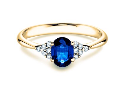 Engagement ring Vivid in 14K yellow gold with sapphire 1.00ct and diamonds 0.12ct