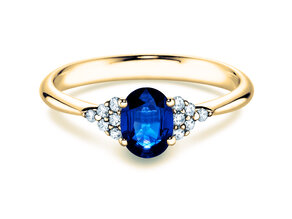 Engagement ring Vivid in 14K yellow gold with sapphire 1.00ct and diamonds 0.12ct
