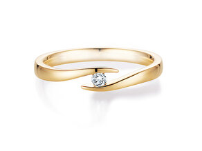 Engagement ring Twist in 14K yellow gold with diamond 0.05ct H/SI